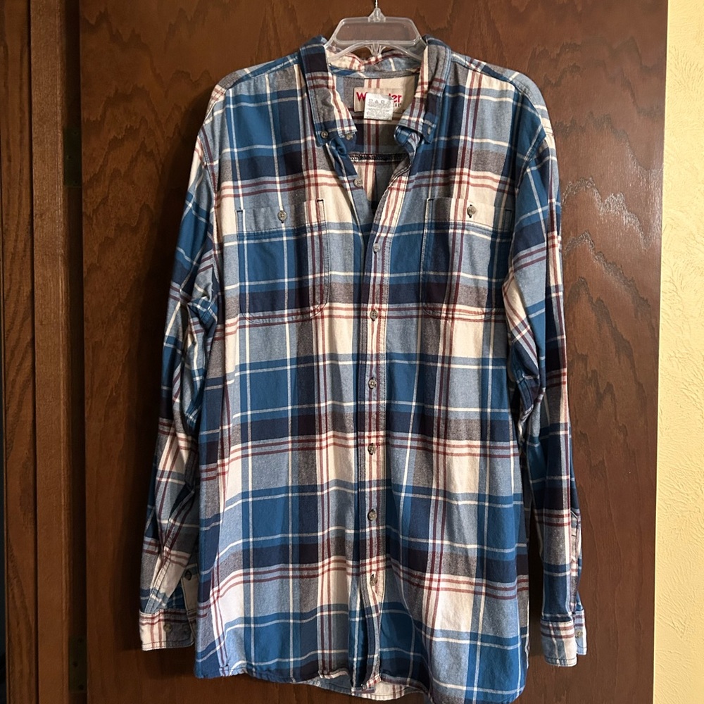 Wrangler Blue, White Plaid Shirt